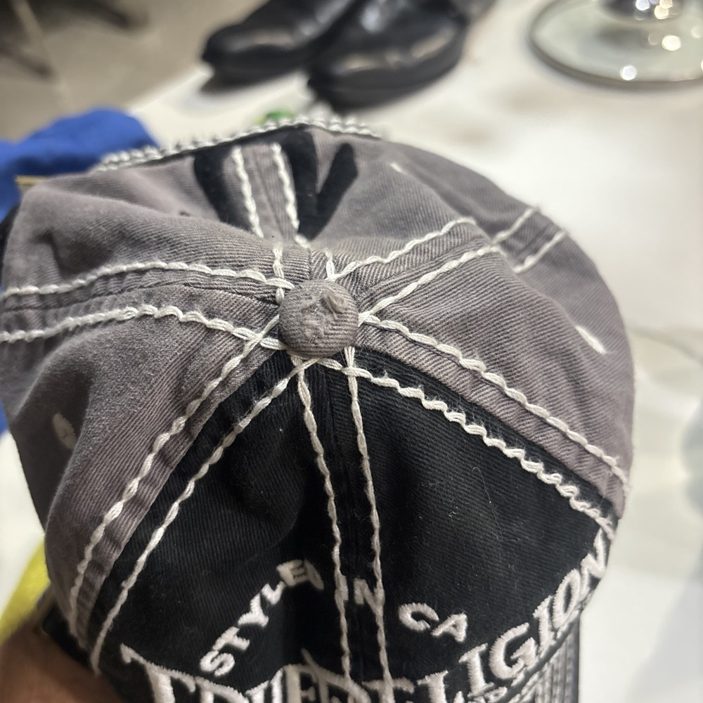 True Religion XXX Distressed Trucker Baseball Cap Hat Section Row Seat - Picture 7 of 7